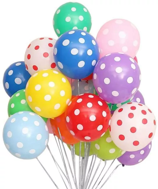 12" Polka Dot Balloons Spotty Printed Latex Party Ballons Plain Baloons Decor UK