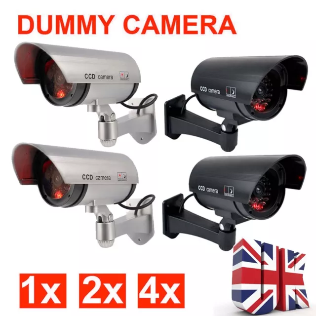 1/2/4Pack Dummy Fake Decoy Cctv Security Camera With Flashing Led Indoor Outdoor