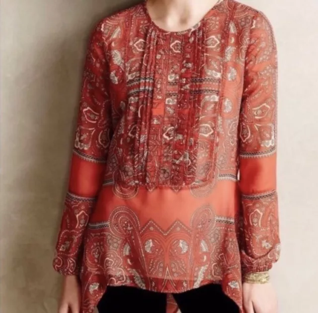 Love Sam handkerchief boho top small paisley sheer