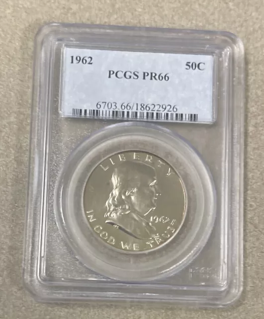1962 Proof Franklin Half Dollar PCGS PR66 Graded Gold Shield w/ True View