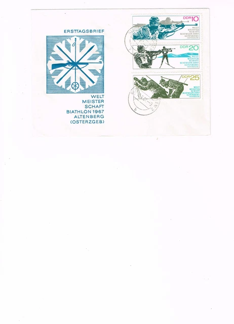 ERSTAGSBRIEF- SPORT-DDR, WM im Biathlon Altenberg 1967, Sondermarken ...