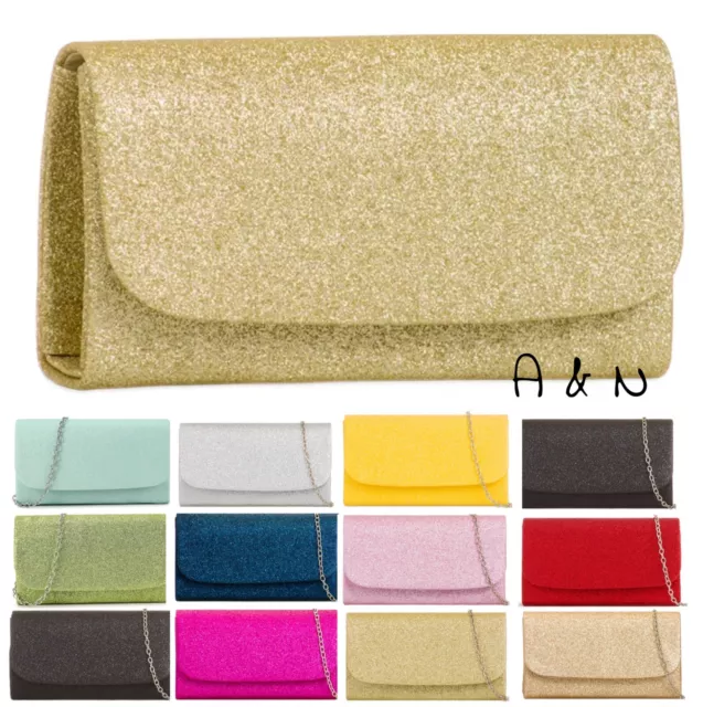 Women's Glitter Clutch Bag Evening Wedding party Sparkle Glitter Handbag Purse