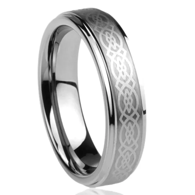 Men Women  Engraving 6MM Titanium Wedding Band Ring Laser Etched Celtic Knot