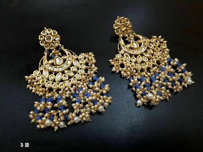 Indian Bollywood Traditional Gold Tone Kundan Latest Earrings Jewelry Set 01