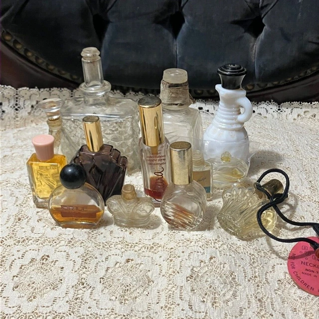 Lot of 12 Vintage Perfume Bottles Tortue, Chantilly, Avon, Elizabeth Taylor