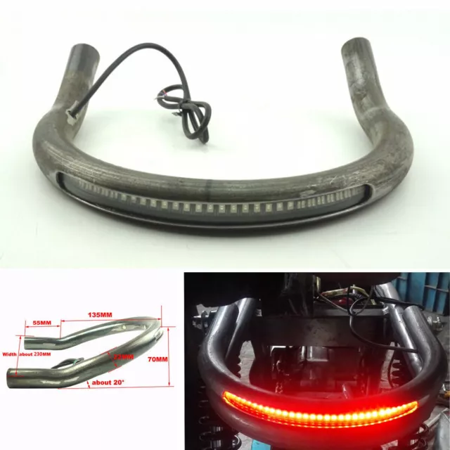 Cafe Racer Seat Frame Hoop Loop w/ LED Brake Turn Tail Light For Honda CB Yamaha