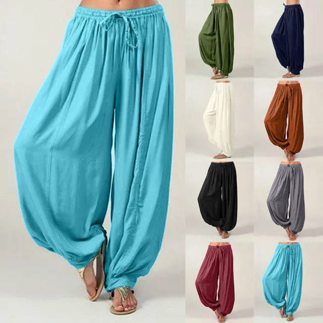 UK Women Boho Hareem Trousers Baggy Yoga Ali Baba Hippy Harem Pants Plus Size 20