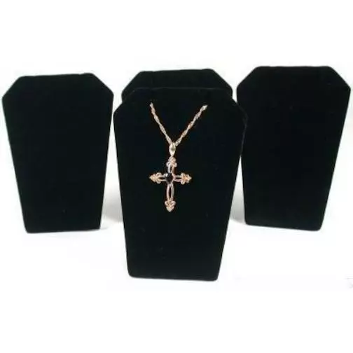4 Necklace Pendant Chain Displays Black Velvet