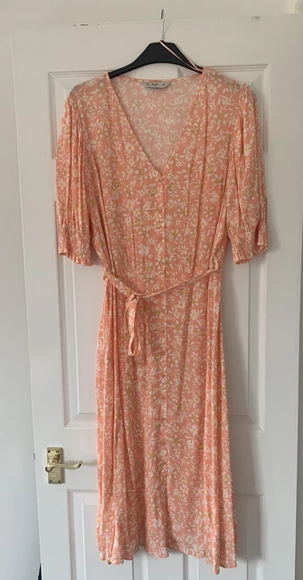 WOMEN'S TESCO F&F Peach Flower Midi Length Dress With Sleeves Size 22.  NWOT. £10.00 - PicClick UK