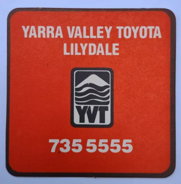 Vintage/Retro - Bar/Beer/Drink Coaster - Yarra Valley Toyota - Lilydale - 70/80s