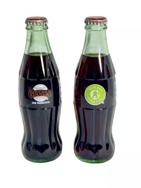 Two Commemorative Coca Cola Bottles Unopened SF Giants Oakland A’s Set