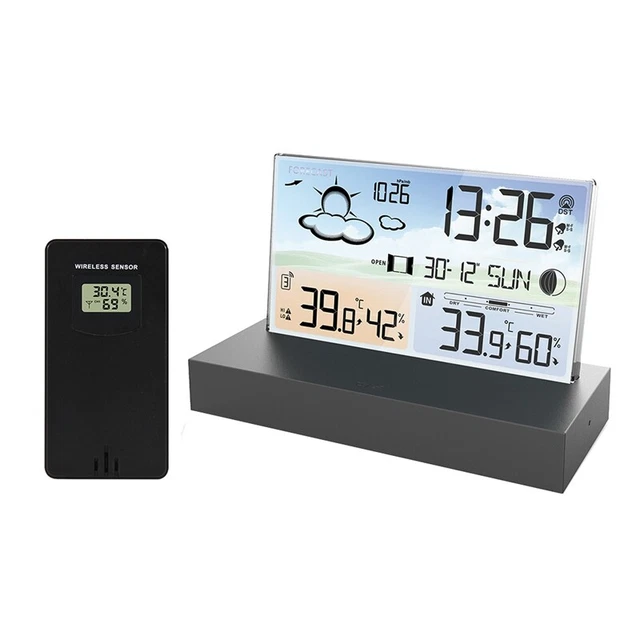 Hygrometer Multifunktionselektronik Desktop Wecker Batterie Wireless Sensor K7Y6
