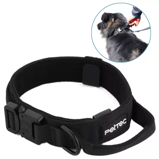 PetTec Hundehalsband aus Neopren & Nylon, Halsband mit Griff für Hunde (S-XL)
