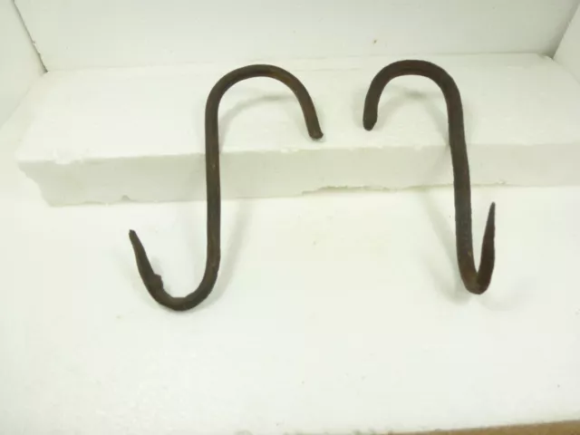 Two 19th Century Wrought Iron hooks 5 3/4" Long