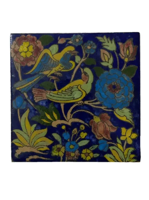 Hand Painted And Glazed Love Bird Antique Style Persian Ceramic Tile