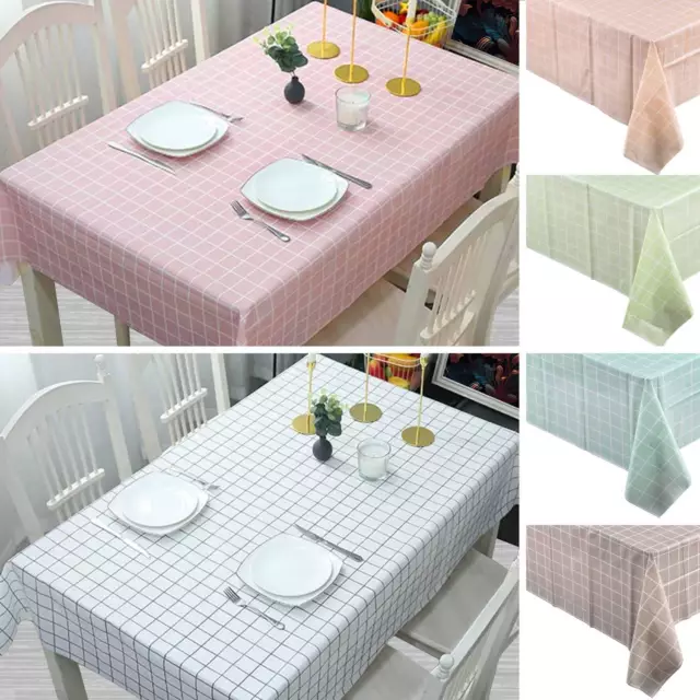 Plastic Vinyl Table Cloth Cover Check Print Party Event Wipe Clean Tablecloth