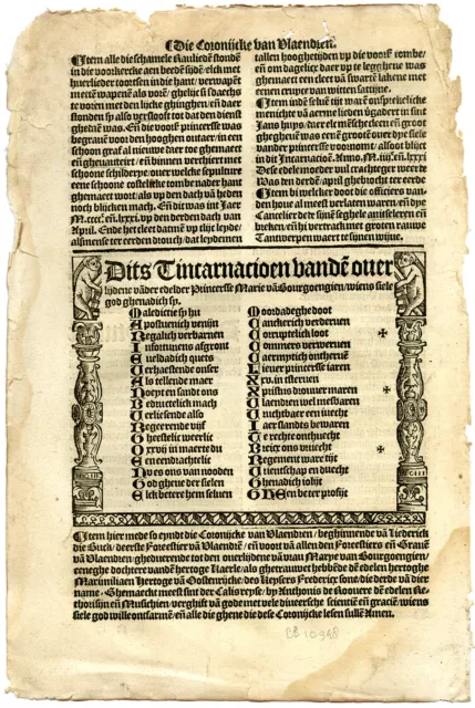 Rare Antique Print-ACROSTIC-DEATH-MARY OF BURGUNDY-Doppere-Vorsterman-1531