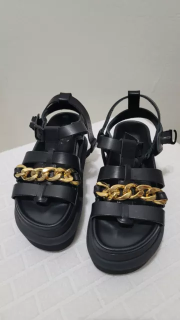 SACAI Women's Size 38EU / 8US Black Gurkha Chain Platform Sandals $1025 3