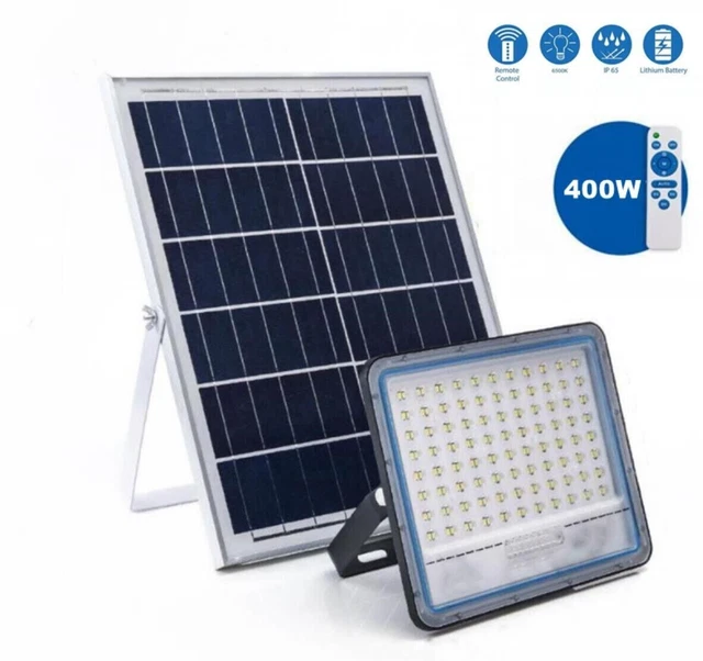 Faro Lampione Faretto 400w Led Pannello Energia Solare Fotovoltaico Crepuscolare Batteria - Foto 9