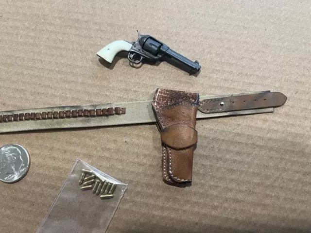 Miniature 1/6 Scale Toy John Wayne Leather Holster Peacemaker Pistol 12" Western