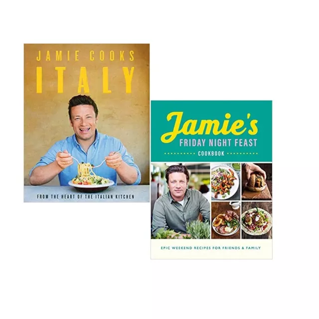 Jamie Oliver 2 Books Collection Set (Jamie Cooks Italy,Jamie’s Friday Night) NEW