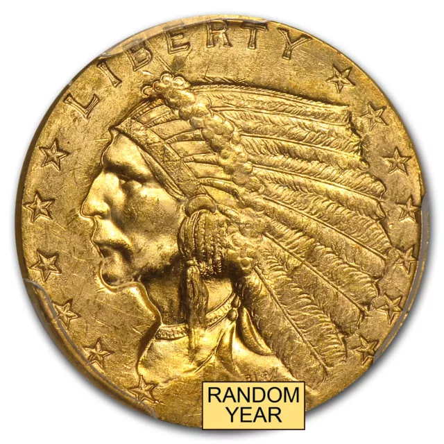 $2.50 Indian Gold Quarter Eagle MS-63 NGC/PCGS 2