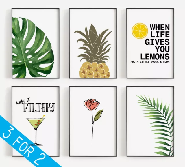 Home Prints Living Room Kitchen Wall Art Humour Cocktails Poster Quality Decor