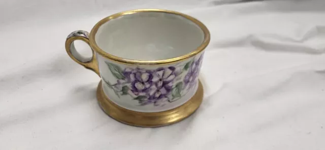 Vintage W&G CO. Limoges France Floral Shaving Mug 1916 Lilacs Gold Accents