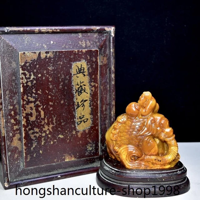Chinese Shoushan Stone fengshui animal elephant statue Seal Stamp signal
