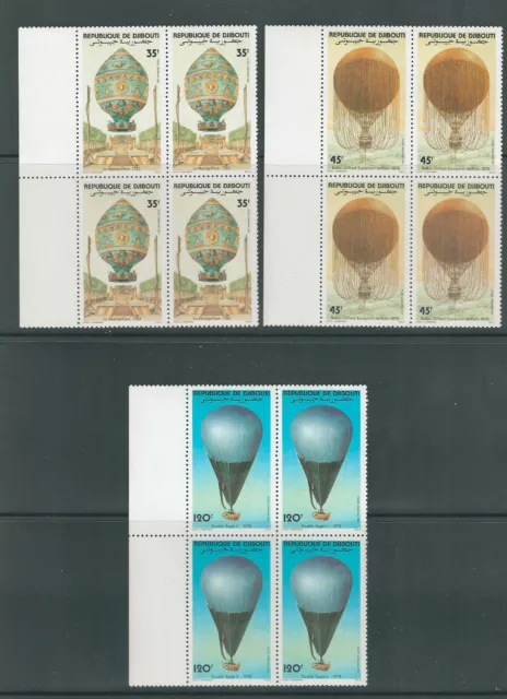 Djibouti 1978 Montgolfière Ensemble De 3 -aviation Theme- En VF MNH Blocs De 4