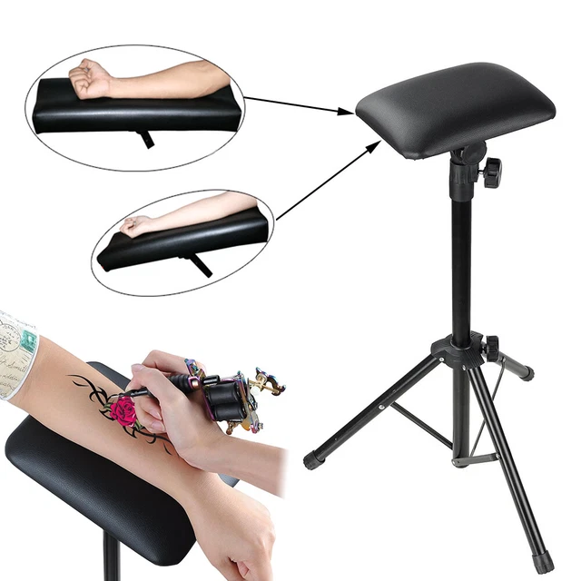 Reposabrazos de tatuaje portátil con almohadilla suave + soporte de metal soporte de tatuaje plegable