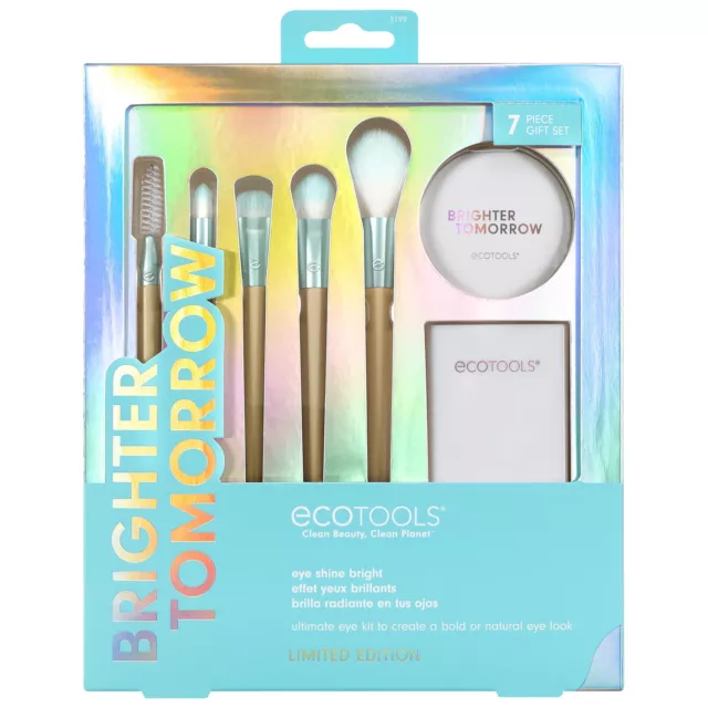 EcoTools Limited Edition Eye Shine Bright Makeup Brush Kit, 7 Piece Gift Set