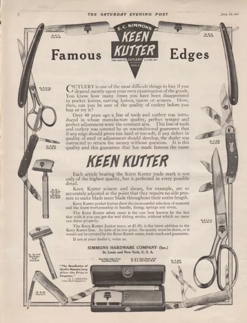 1911 Simmons Hardware Keen Kutter Cutlery St. Louis Scissor Razor Pocket 17290