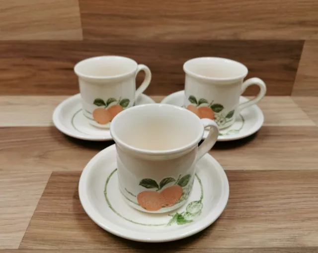 3 x Vintage Biltons Fruit Pattern Cups & Saucers