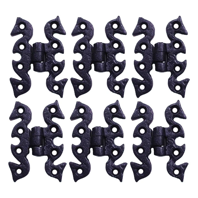 6 Pcs Black Butterfly Flush Door Hinges Wrought Iron Cabinet Door Hinges