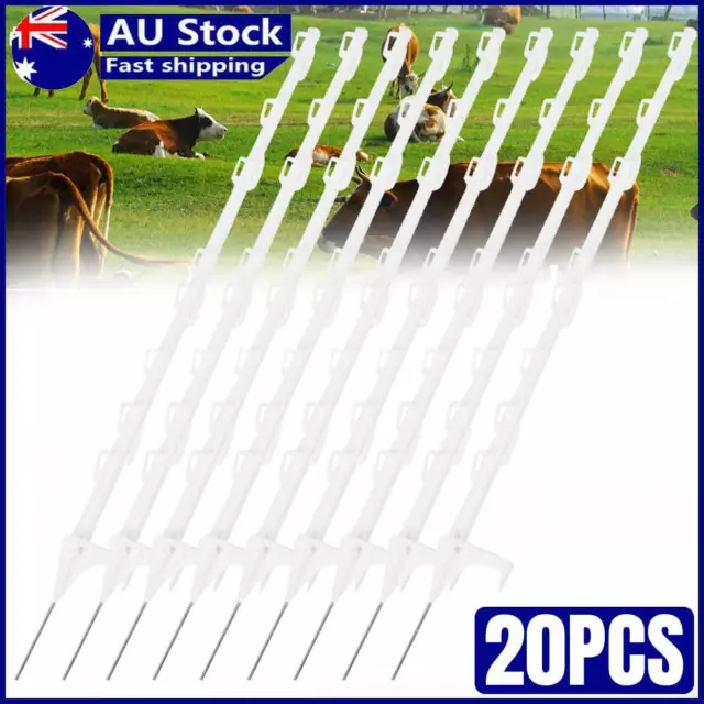 20pcs Tread In Post Electric Fence Insulated Livestock Horse Sheep Graze Fencing