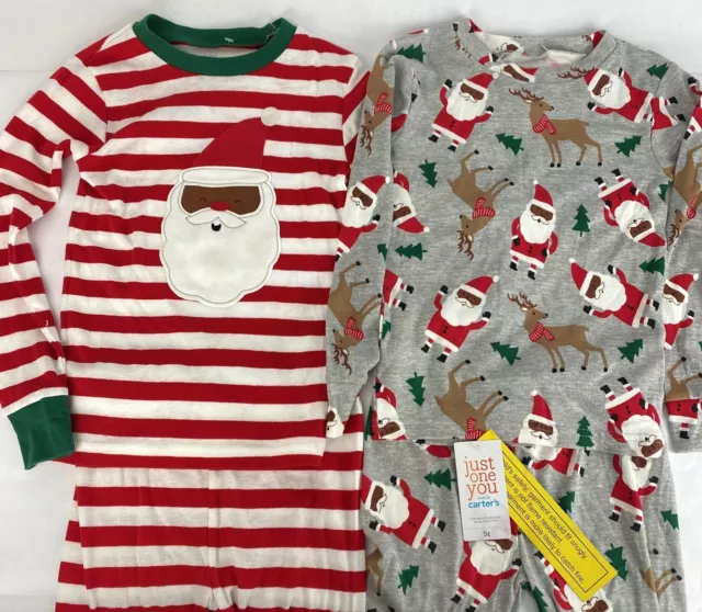 Carter's Niño Rayas Africano Americano Santa Polar con Pies Pijama Conjunto De 2