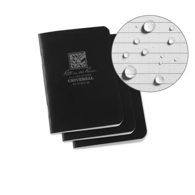 Rite In The Rain Mini Stapled Notebook 3 Pack Black Field-Flex Cover Universal