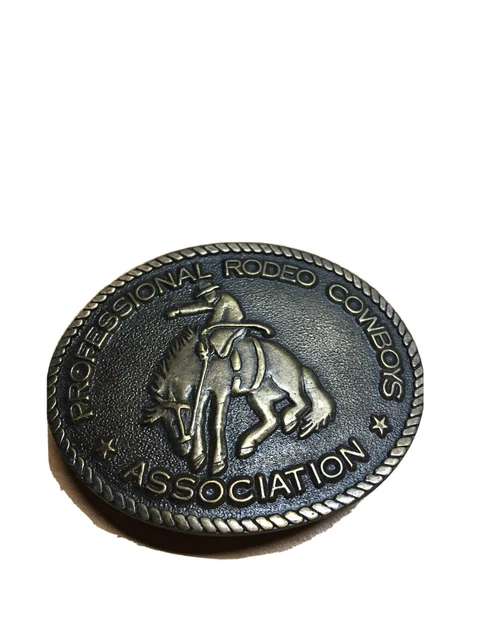 Boucle De Ceinture Western « Let's Rodeo » Avec émail - Nickel, USA, Neuf étiqueté