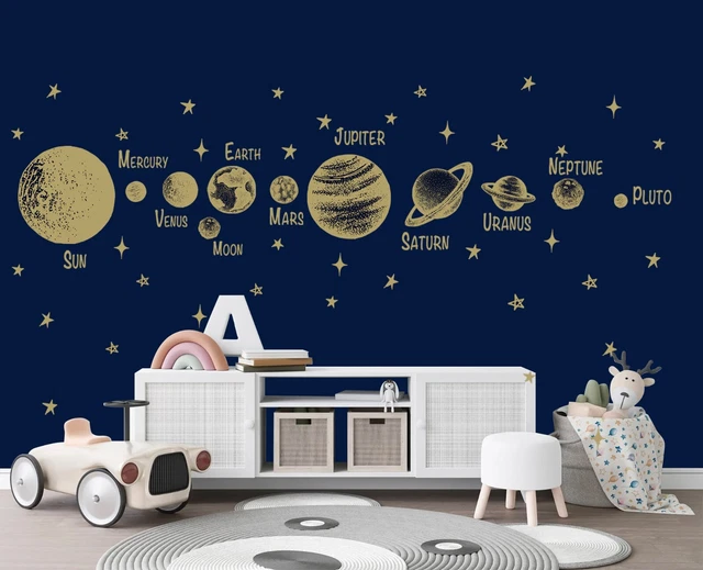 SOLAR SYSTEM Space Jupiter Earth Moon Remove Nursery wall