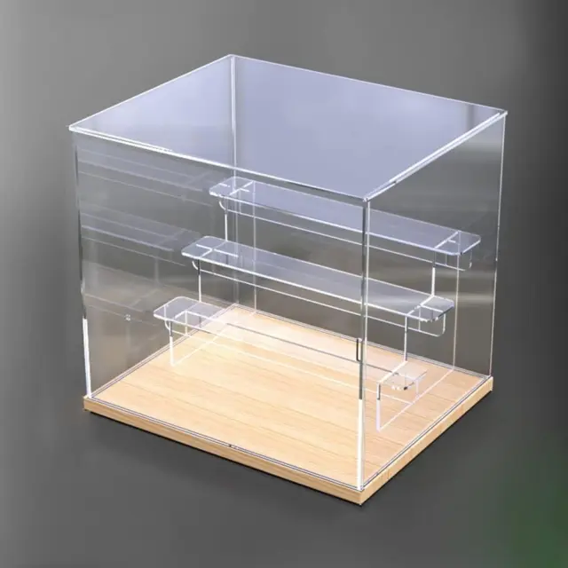 4 Tier Clear Acrylic Display Case with Door Assemble Countertop Box Storage Orga