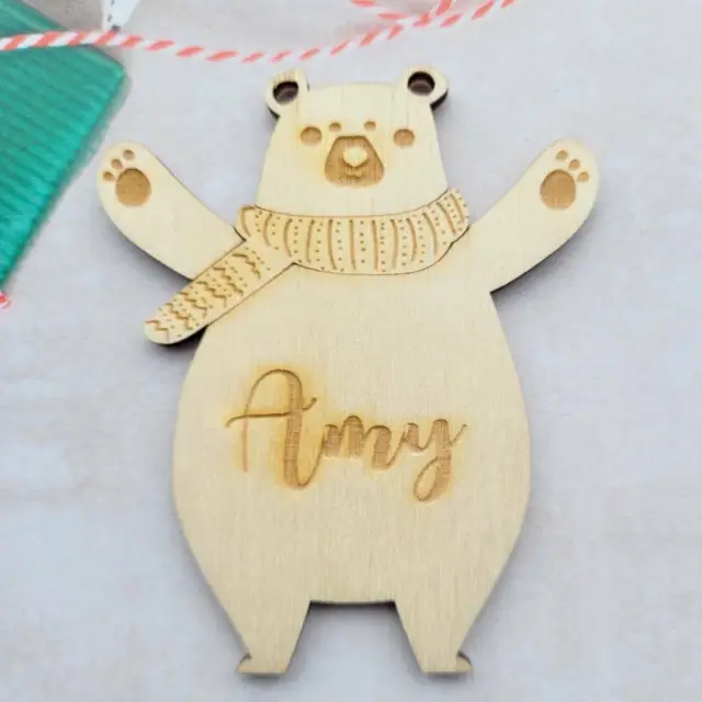 Personalised Christmas Bear Bauble Tree Decoration Xmas Gift 2021 Custom #A12