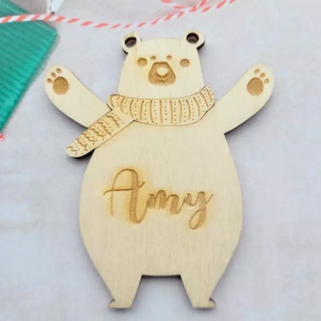 Personalised Christmas Bear Bauble Tree Decoration Xmas Gift 2021 Custom #A12