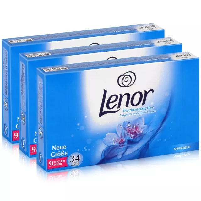 Lenor Trocknertücher Aprilfrisch 34 Tücher - Wäschepflege im Trockner (3er Pack