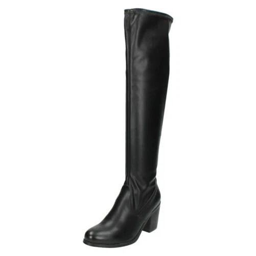 Spot On Femmes Haut Talon Bloc Longueur Genou Bottes
