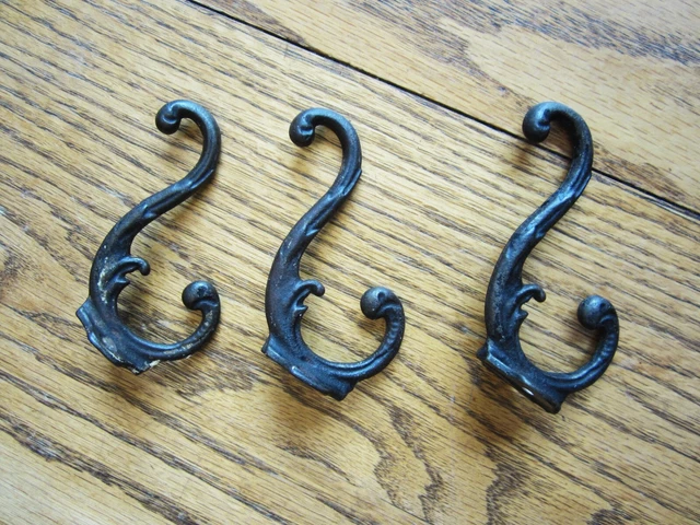 3 Ornate Cast Iron Hall Tree Stand Victorian Coat Hat Rack Hooks Wall Mirror