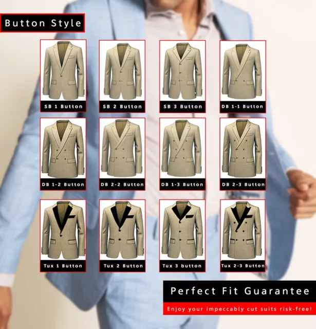 Mens Suit Custom Made Bespoke Business Wedding Groom Suit 300+ Fabrics Available