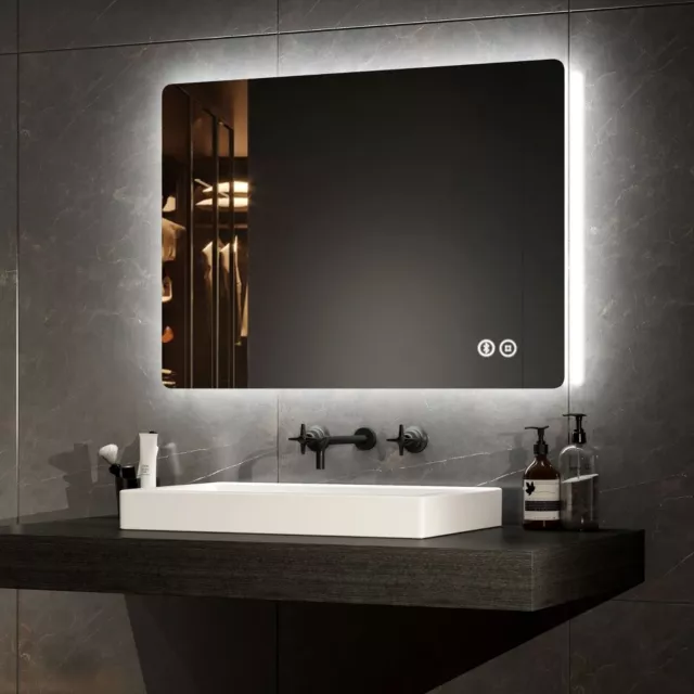 EMKE Bathroom Mirror With LED Lights / Bluetooth / Shaver Socket / Demister Pad