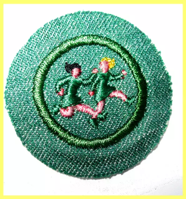 NEW 1953-54 ONLY 2 YEARS, World GAMES Badge 2 Girl Scouts Running FREE SHIP