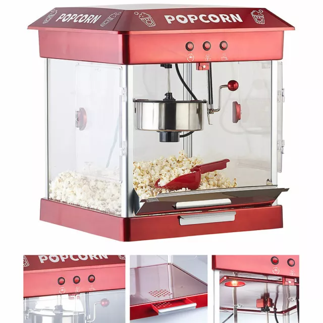 Rosenstein & Söhne Profi-Gastro-Popcorn-Maschine mit Edelstahl-Topf, 800 Watt